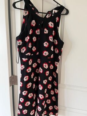 Elle Black One-Shoulder Floral Dress with Red and Pink Blooms